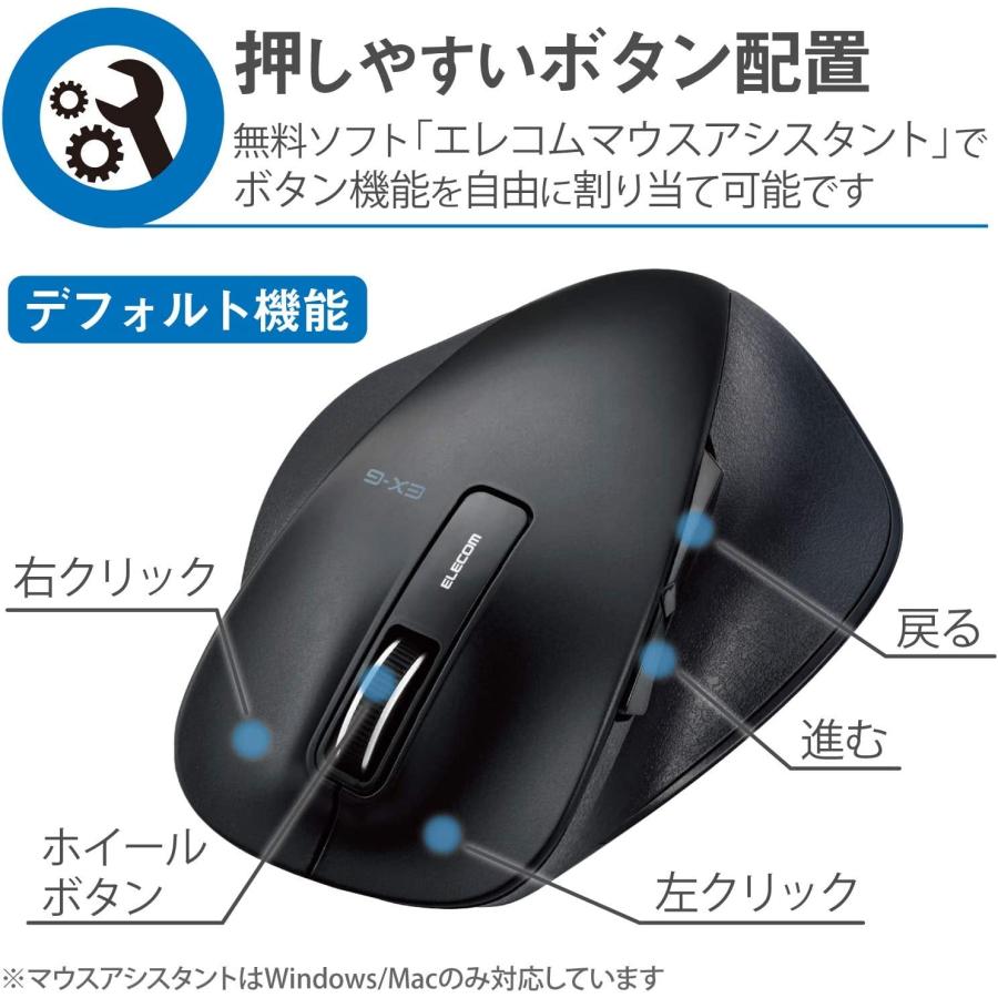 即納 無線 マウス ELECOM エレコム Sサイズ / 5ボタン / Bluetooth / M-XGS10DBBK｜ブラック BlueLED / パソコン PC / ノートパソコン｜smart-park｜02