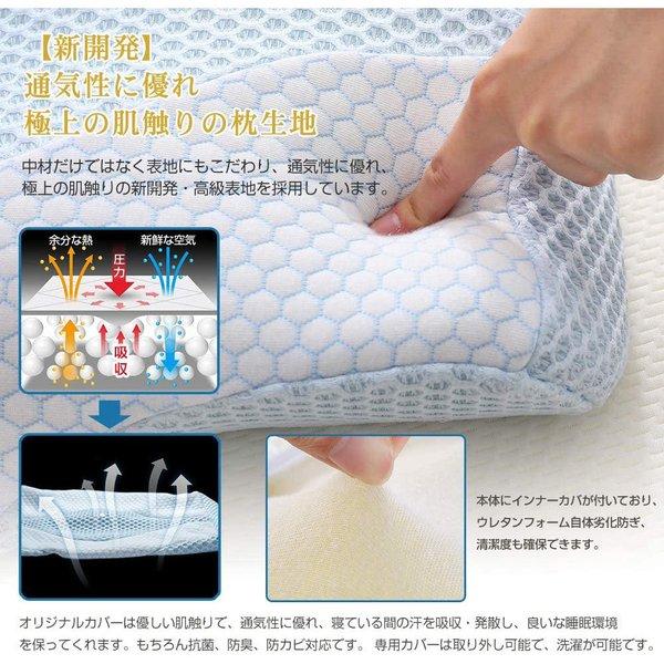 即納 安眠まくら 低反発ピロー ブルー 中空設計 高さ調整可能 低反発素材 まくら 枕 肩こり いびき低減 安眠 快眠 サポート_5