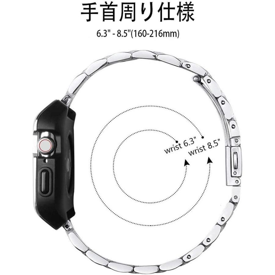 即納 AppleWatch アップルウォッチ SE/6/5/4 44mm ベルト バンド 一体型 ステンレススチール サイズ調整工具付き_3
