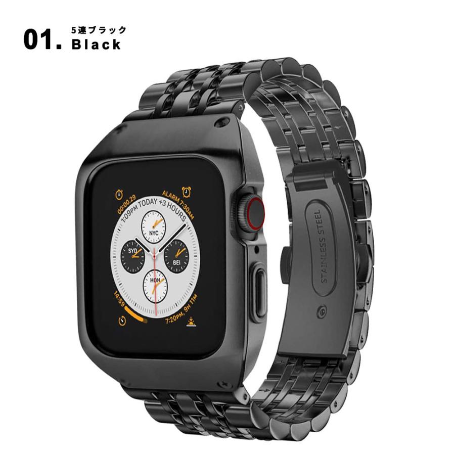 即納 AppleWatch アップルウォッチ SE/6/5/4 44mm ベルト バンド 一体型 ステンレススチール サイズ調整工具付き_5