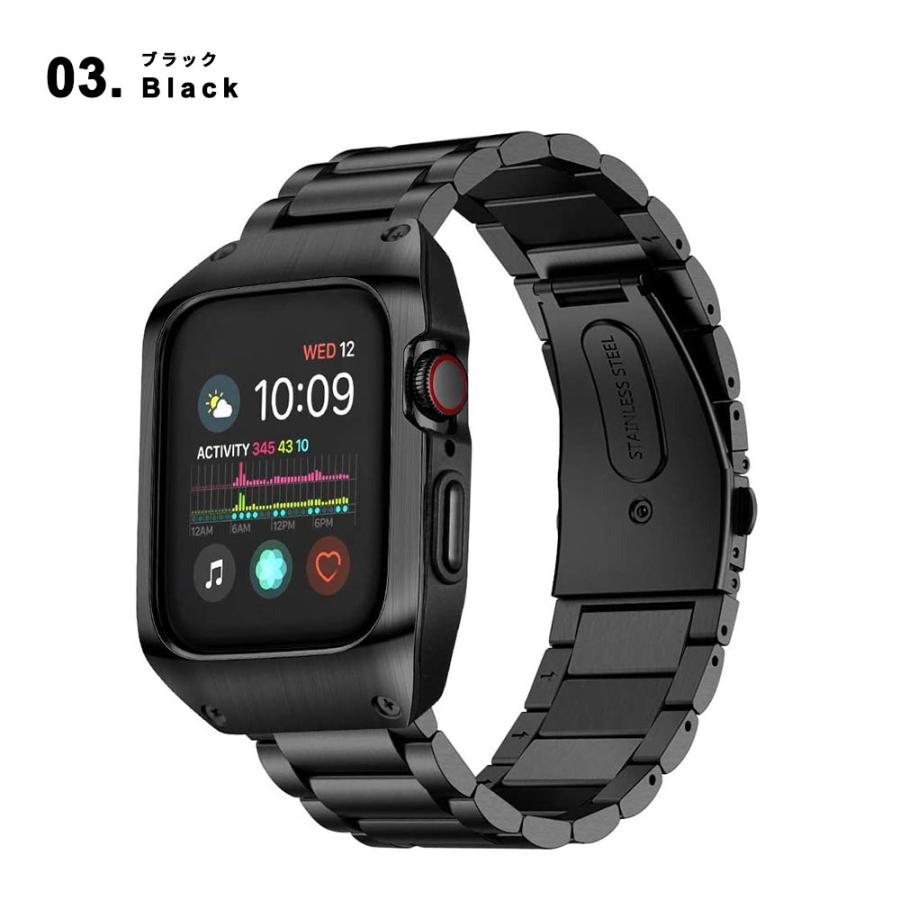 即納 AppleWatch アップルウォッチ SE/6/5/4 44mm ベルト バンド 一体型 ステンレススチール サイズ調整工具付き_7