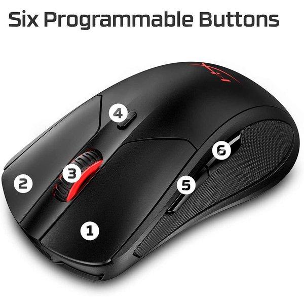 即納 ゲーミングマウス 無線 ワイヤレス マウス ブラック 6ボタン 5段階DPI切替 16,000DPI Qi充電対応 静音設計 省電力 Windows/Macの画像