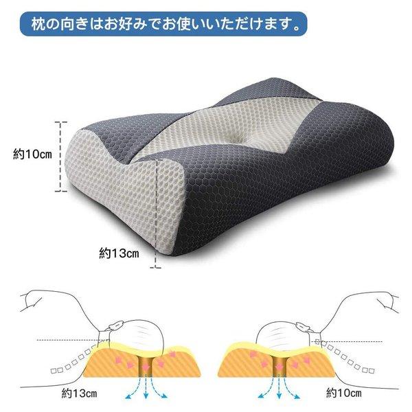 即納 安眠まくら 低反発ピロー グレー メモリーフォーム 中空設計 高さ調整可能 低反発素材 まくら 枕 肩こり いびき低減 安眠 快眠 サポート_3