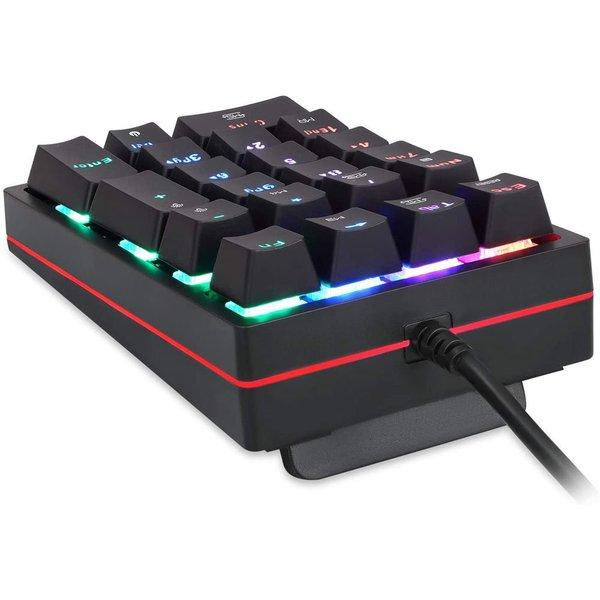 即納 有線 テンキー キーボード ブラック 21キー 青軸 LEDバックライト