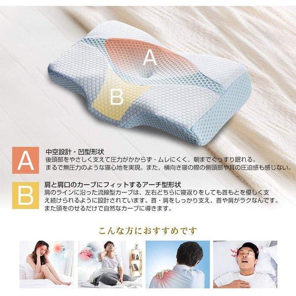 即納 安眠まくら 低反発ピロー ダークグレー 中空設計 高さ調整可能 低反発素材 まくら 枕 肩こり いびき低減 安眠 快眠 サポート_1