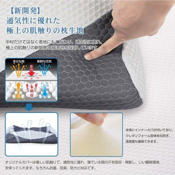 即納 安眠まくら 低反発ピロー ライトブルー メモリーフォーム 中空設計 高さ調整可能 低反発素材 まくら 枕 肩こり いびき低減 安眠 快眠 サポート_2