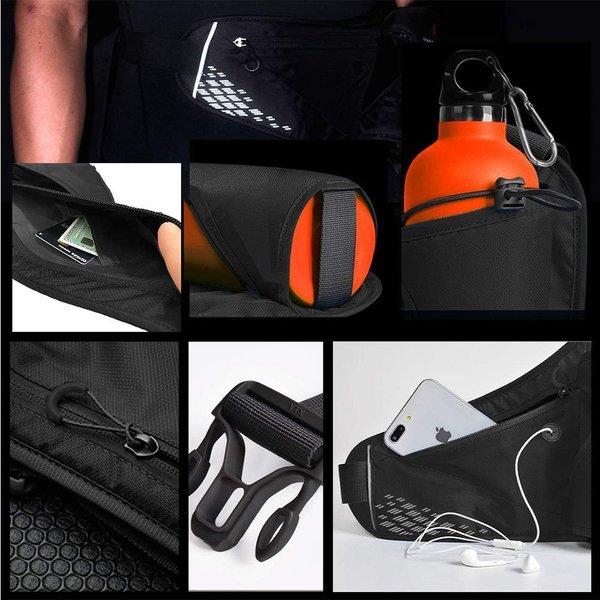 即納 ランニング ポーチ ウエストポーチ ウエストバッグ ブラック