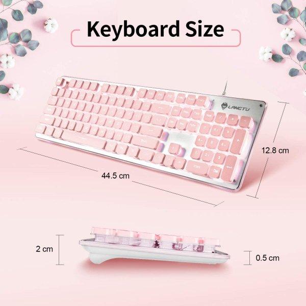 有線 キーボード メンブレン フルサイズ ピンク 防水 LEDバックライト 25キー防衝突 デスクトップパソコン / ノートパソコン_6