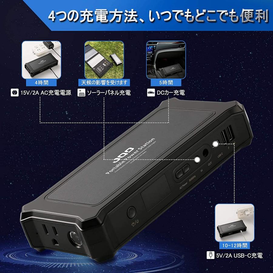 即納 ポータブル電源 非常用電源 超小型 瞬間最大120W 100Wh/27000mAh LEDライト 蓄電池 車中泊 キャンプ 地震 停電 防災グッズ ソーラー充電 省電力｜smart-park｜02