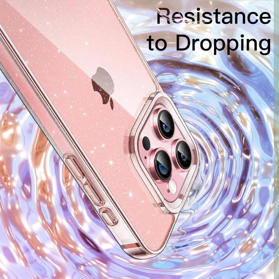 ajew グリッター透明ピンクケース　iPhone 15pro用 即納 iPhone クリア キラキラ ラメ グリッター シャイニー 15/15Pro