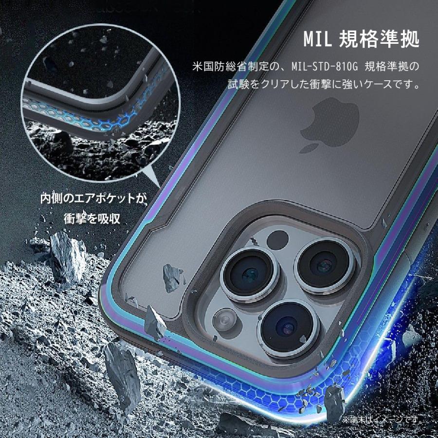 即納 iPhone アルミ フレーム クリア シールド 米軍MIL規格 15/15Pro