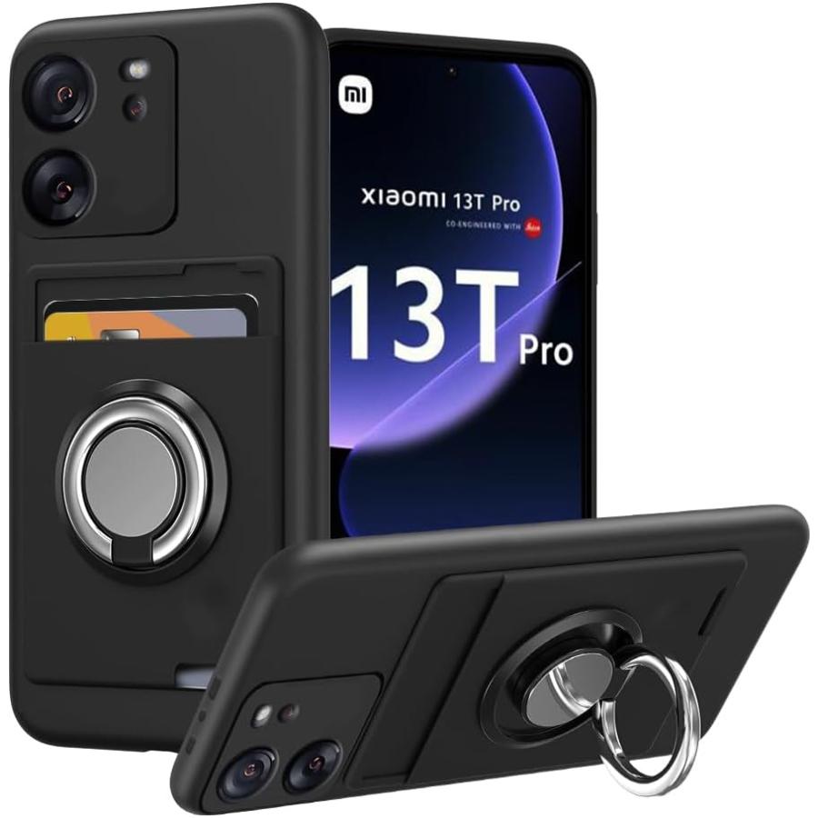 Xiaomi 13T Pro 本体　ケース付き 即納 Xiaomi 13T/13T Pro 背面カード収納 リング付き シリコン 薄型