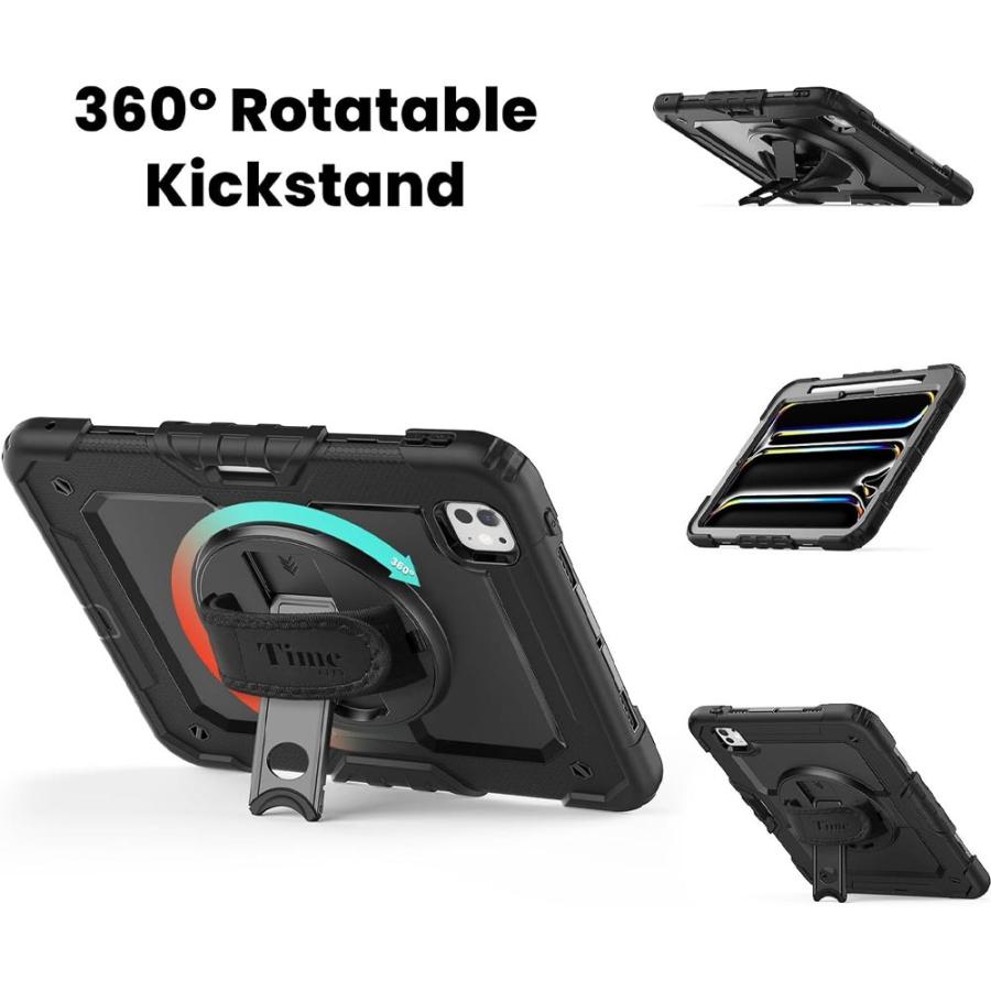 即納 iPad ケース ショルダーストラップ 首掛け 360度回転 スタンド 三