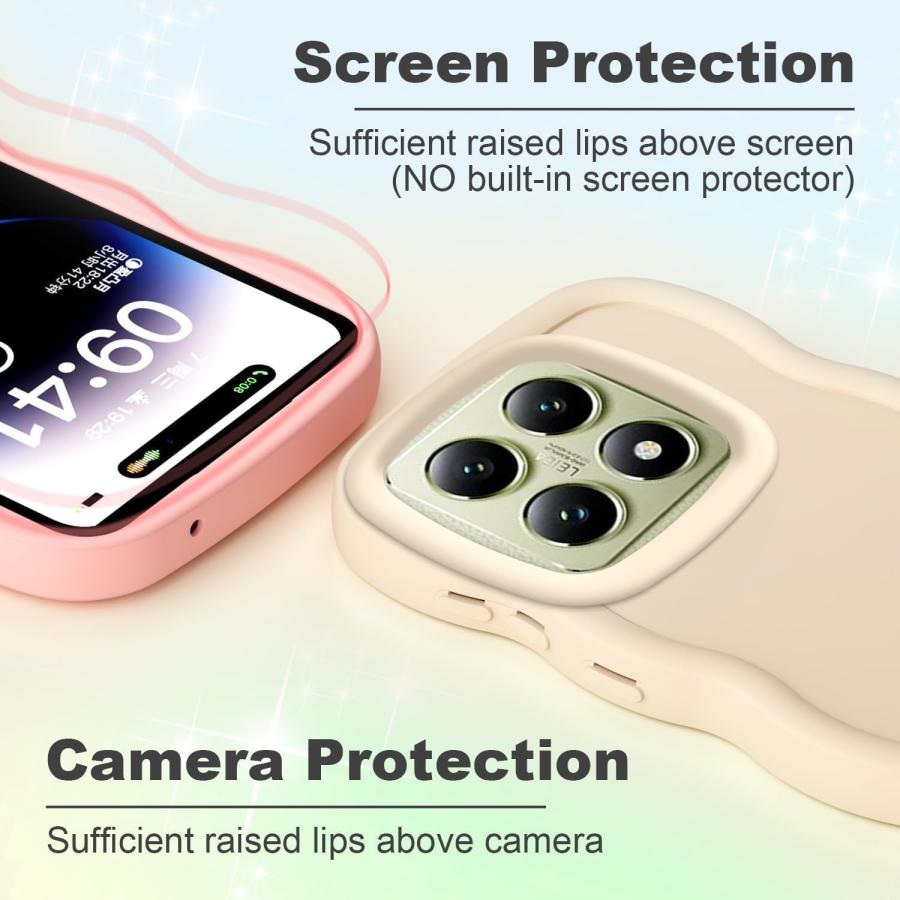 Xiaomi 14T/14T Pro 背面ケース TPU かわいい 波型 レンズ保護 滑り