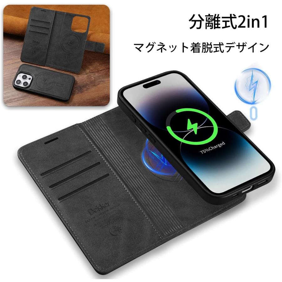 即納 iPhone 手帳型 分離式 MagSafe対応 マグネット内蔵 カード収納