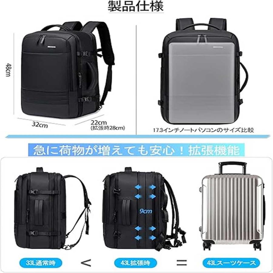 即納 リュック バックパック 多機能パソコンバッグ ビジネスバッグ 43L
