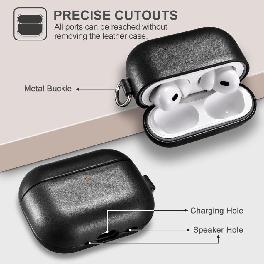 AirPods Pro ワイヤレス充電ケース付き 即納 AirPods Pro3 ケース レザー 分離式 ストラップ付き ワイヤレス