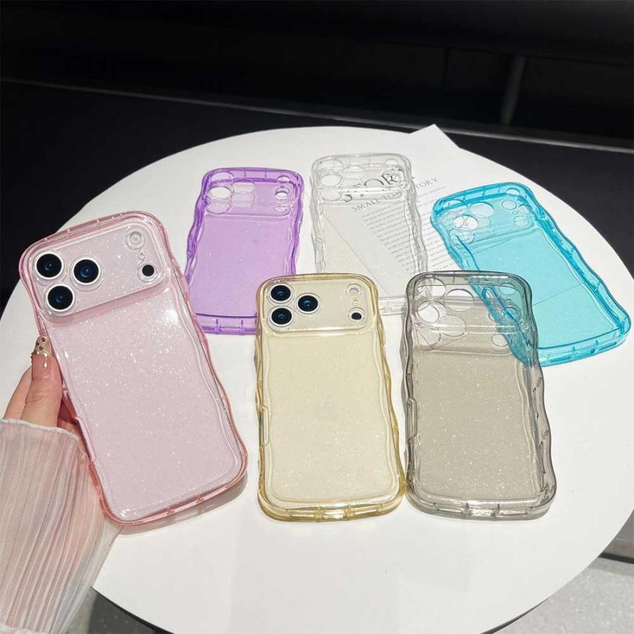 即納 iPhone ウェーブ 波状 キラキラ ラメ グリッター ケース 17 / 16