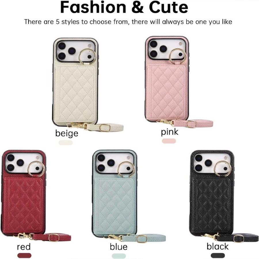 即納 iPhone PUレザー ショルダーストラップ カード収納 落下防止