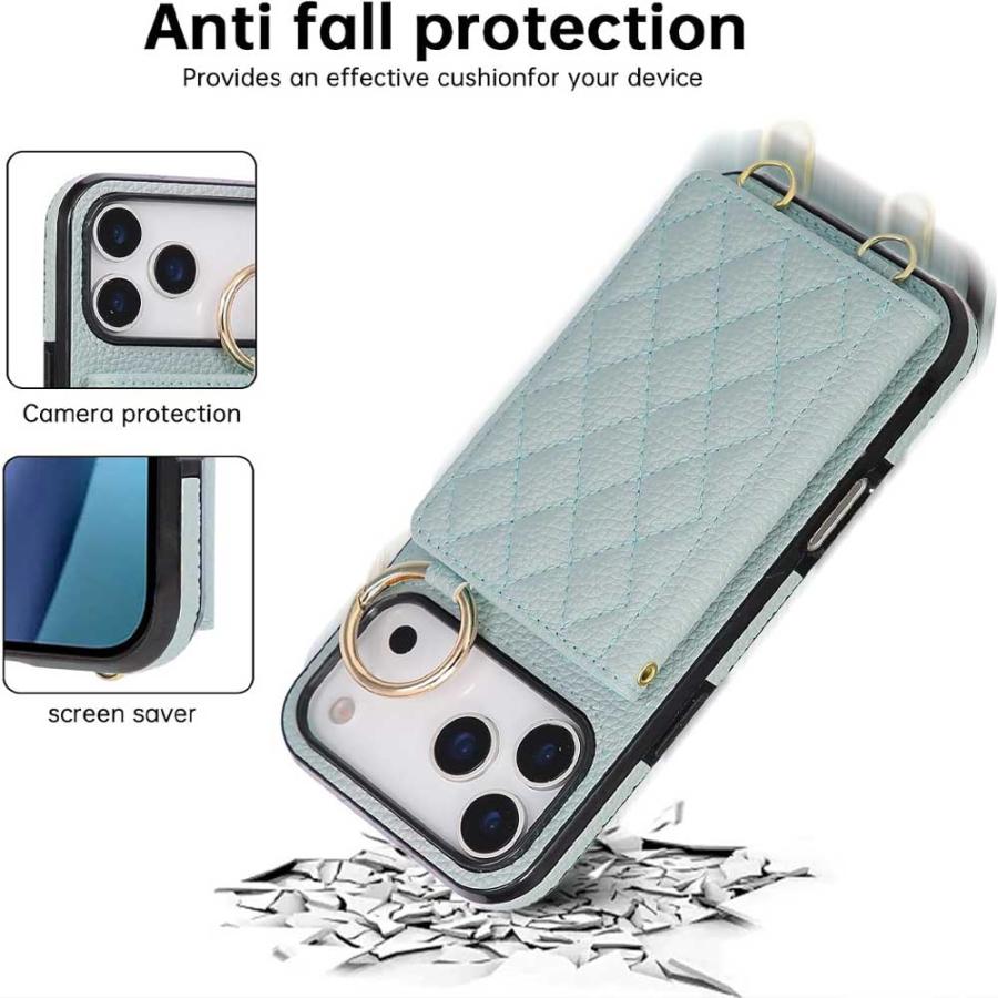即納 iPhone PUレザー ショルダーストラップ カード収納 落下防止