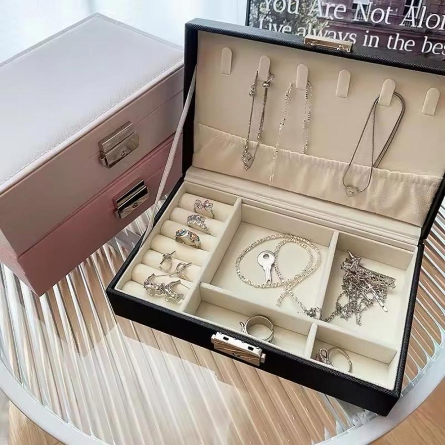 大容量 ジュエリーボックス 引き出し アクセサリー 収納 イヤリング ネックレス ジュエリーボックス アクセサリーケース ネックレスケース レザー 全3