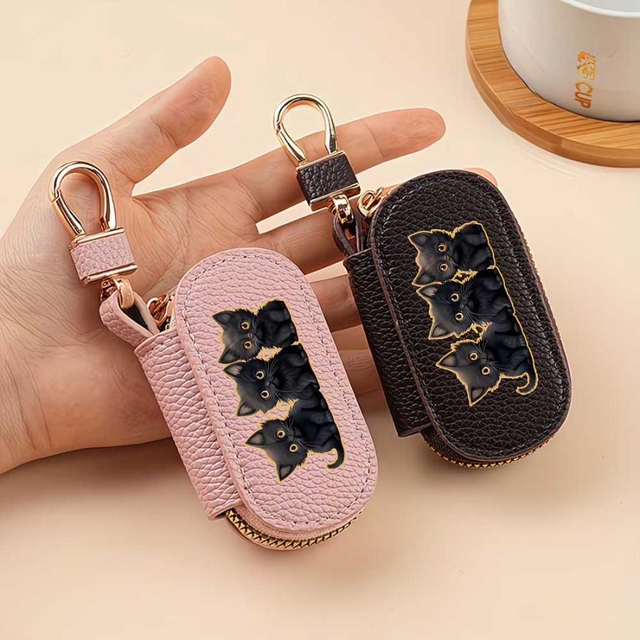 キーケース 収納 PUレザー ねこ キャット ミニ 全5色 コンパクト 多