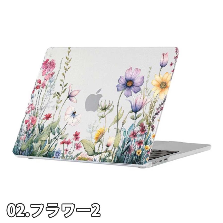 マックブック カバー PC フラワー 花柄 クリア 透明 植物 リーフ 軽量