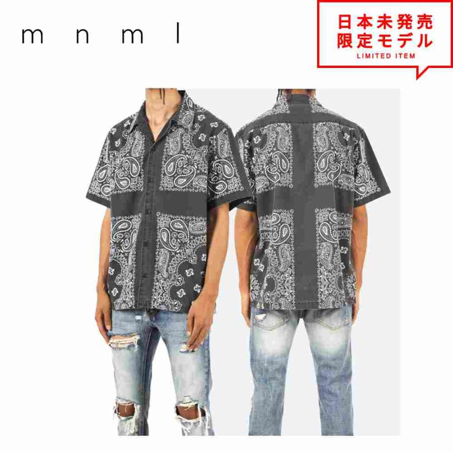 mnml（ミニマル） 即納 バンダナ シャツ bandana shirt｜ブラック