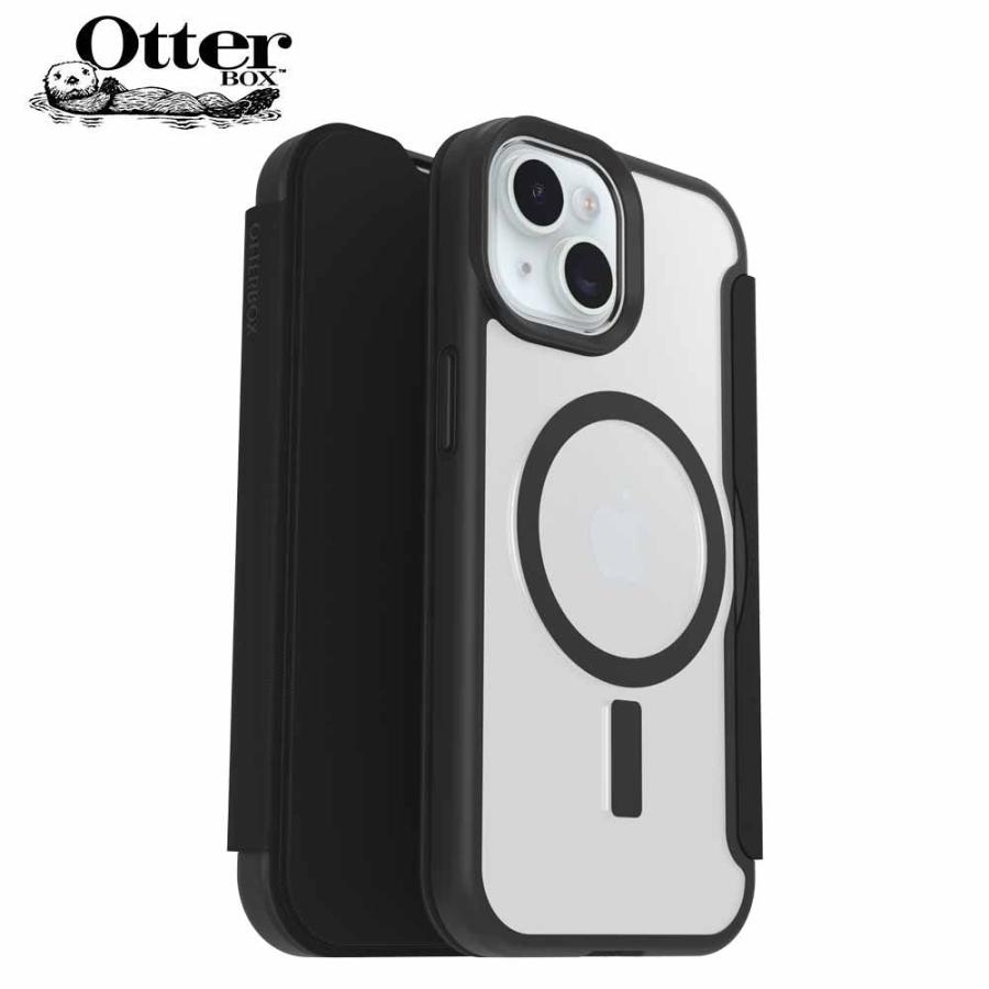 OtterBox オッターボックス React MagSafe シリーズ Folio ブラック/クリア マグセーフ 手帳型 iPhone 15/14/13 アイフォン ケース 送料無料 | 