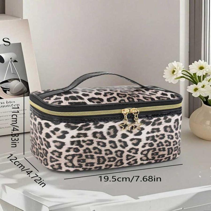 ポーチ 化粧ポーチ メイクポーチ ヒョウ柄 ピンク ブラウン 星 全3色