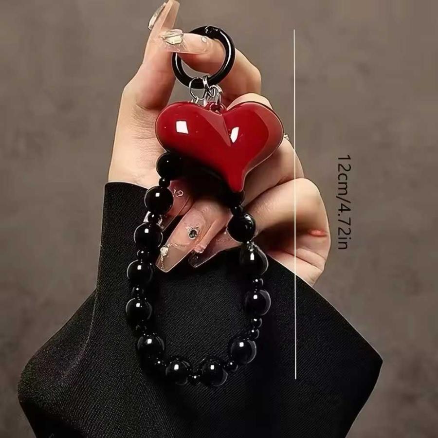 スマホ ストラップ チャーム ビーズ ハート 全1色 リストストラップ