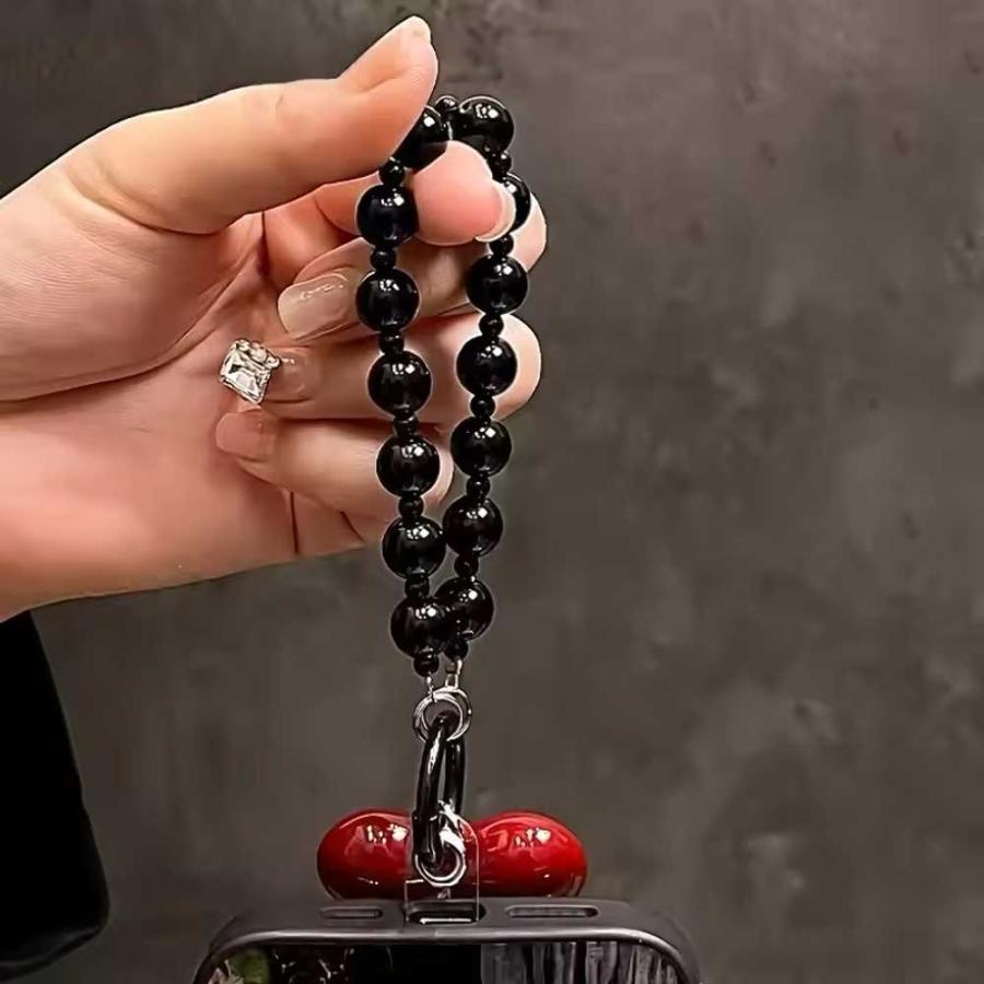 正規品stringtingハート型ビーズ スマホストラップ セレブ愛用《String Ting》ハート スマホストラップ ブラック｜Yahoo
