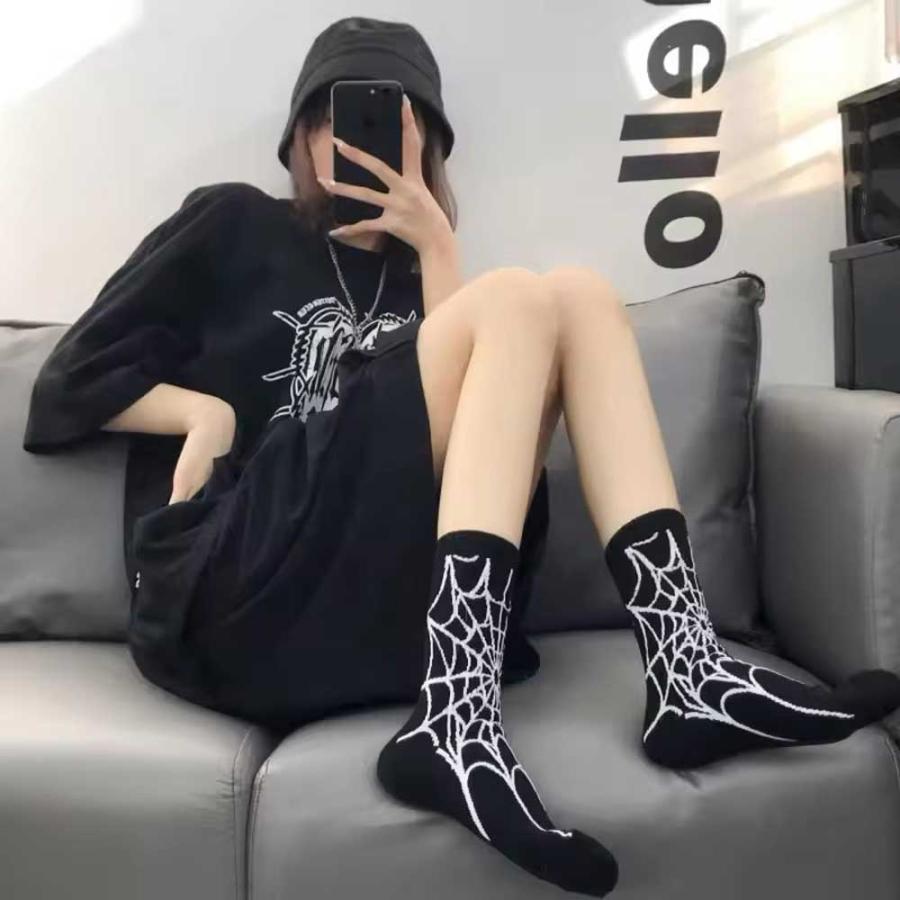 ソックス 靴下 メンズ レディース スパイダー スカル コットン