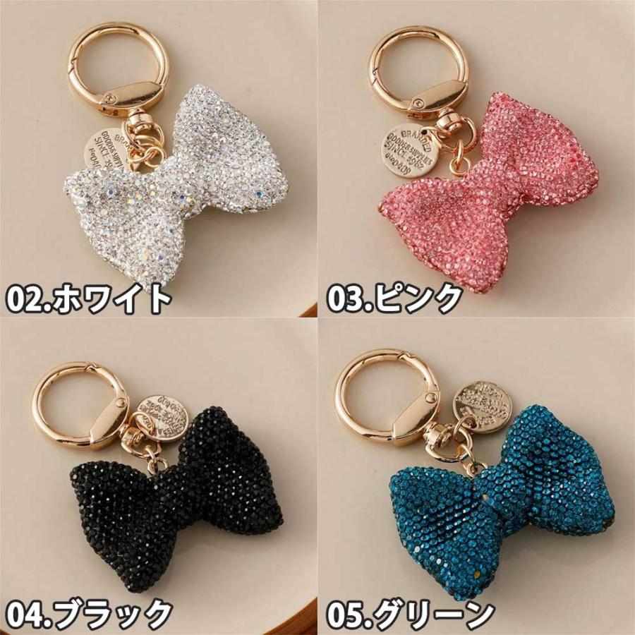 バッグ チャーム ストラップ ラインストーン リボン キラキラ 全5色