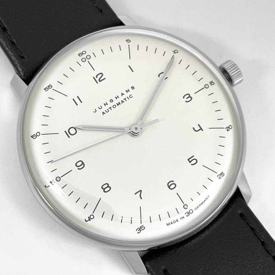 ユンハンス 腕時計 027/3500.02 マックスビル 38mm 自動巻 ブラックレザーベルト 、メタルブレス、 バネ棒外し工具セット  新品 送料無料 | マックス・ビル | 02