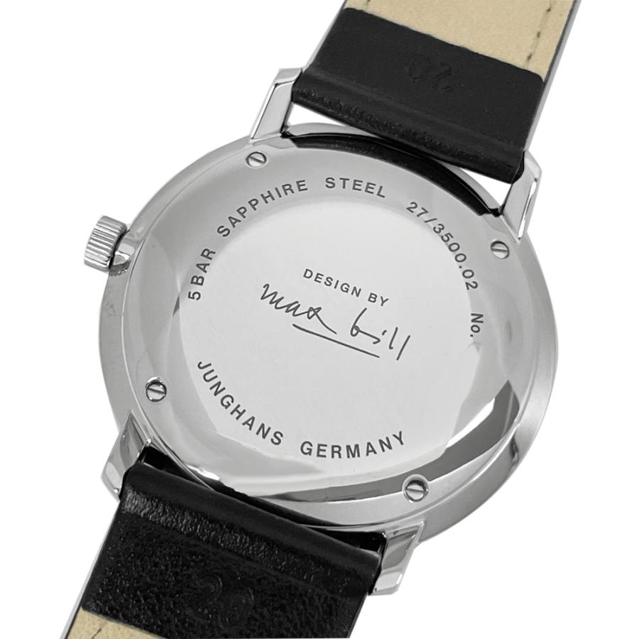ユンハンス 腕時計 027/3500.02 マックスビル 38mm 自動巻 ブラックレザーベルト 、メタルブレス、 バネ棒外し工具セット  新品 送料無料 | マックス・ビル | 04