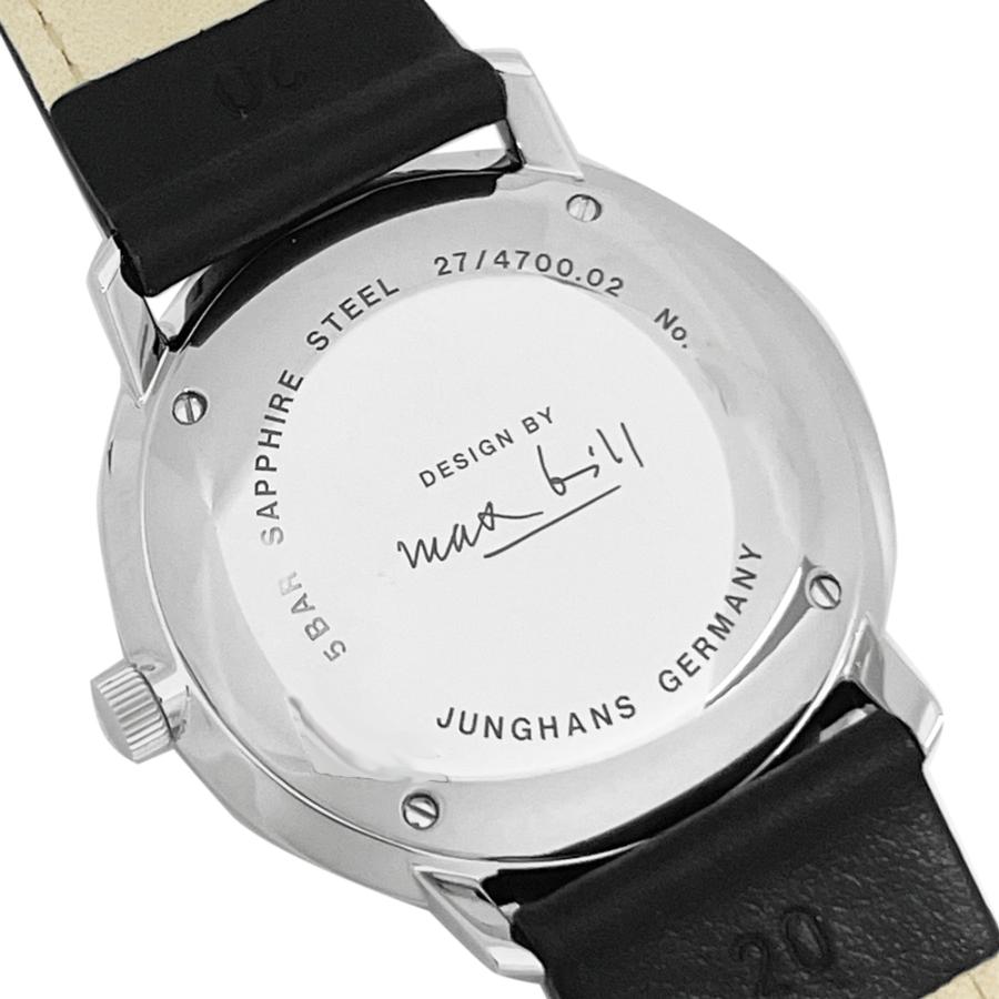 ユンハンス 腕時計  マックスビル 38mm 027/4700.02  自動巻 ブラックレザーベルト 、メタルブレス、 バネ棒外し工具セット  新品 送料無料 | マックス・ビル | 04
