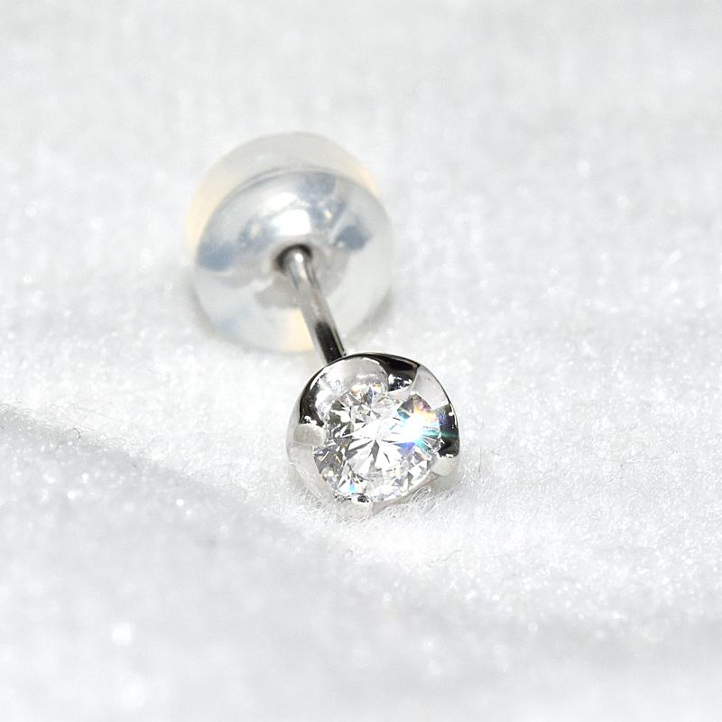 Pt900 0.2ct D~G SI 3EX H&C以上確約 ダイヤピアス 片耳 シングル 1粒