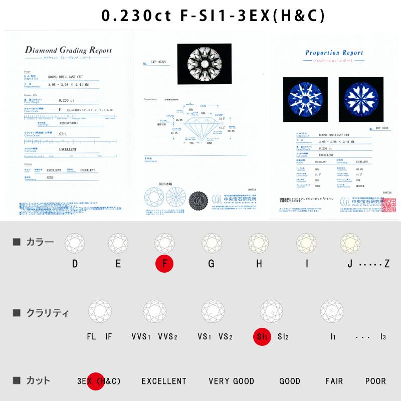 Pt900 0.2ct D~G SI 3EX H&C以上確約 ダイヤピアス 片耳 シングル １粒ダイヤモンド 中央宝石研究所鑑定書付き ハートアンドキューピッド |  | 09