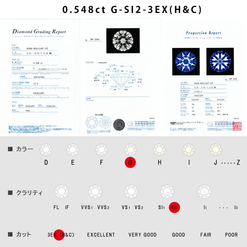 Pt900 0.5ct G SI2 3EX H&C ダイヤピアス 片耳 シングル １粒 ダイヤモンド 中央宝石研究所鑑定書付き ハートアンドキューピッド メンズ |  | 08
