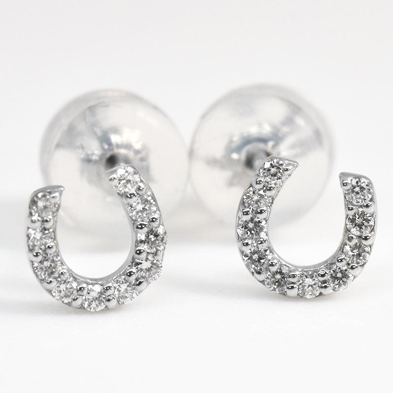 Pt900 0.10ct ダイヤ 馬蹄 ピアス 両耳 プラチナ ダイヤモンド 1個 0.05ct×2 鑑別カード付 メンズ レディース ジュエリー ダイアモンド |  | 02