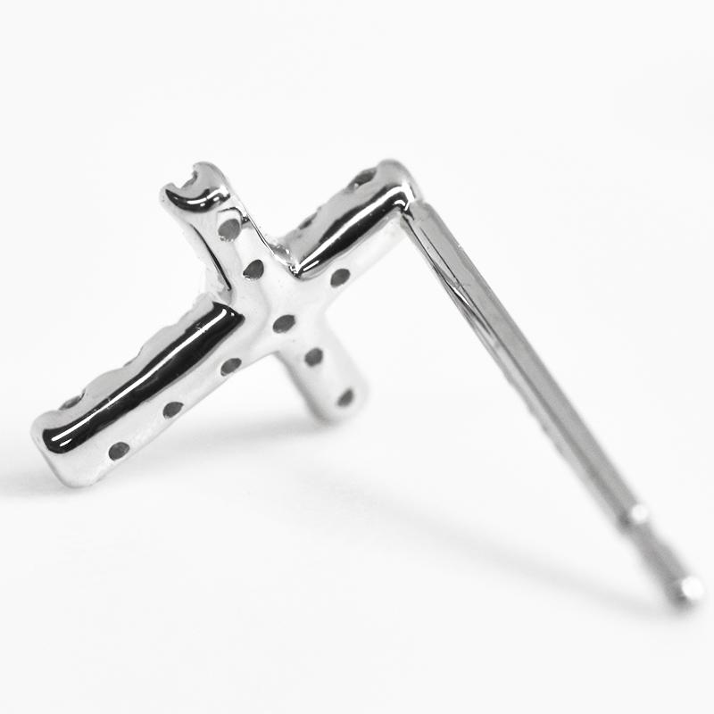 Pt900 0.10ct ダイヤクロス ピアス 両耳 プラチナ ダイヤモンド 1個 0.05ct×2  鑑別カード付 メンズ レディース ジュエリー ダイアモンドの画像