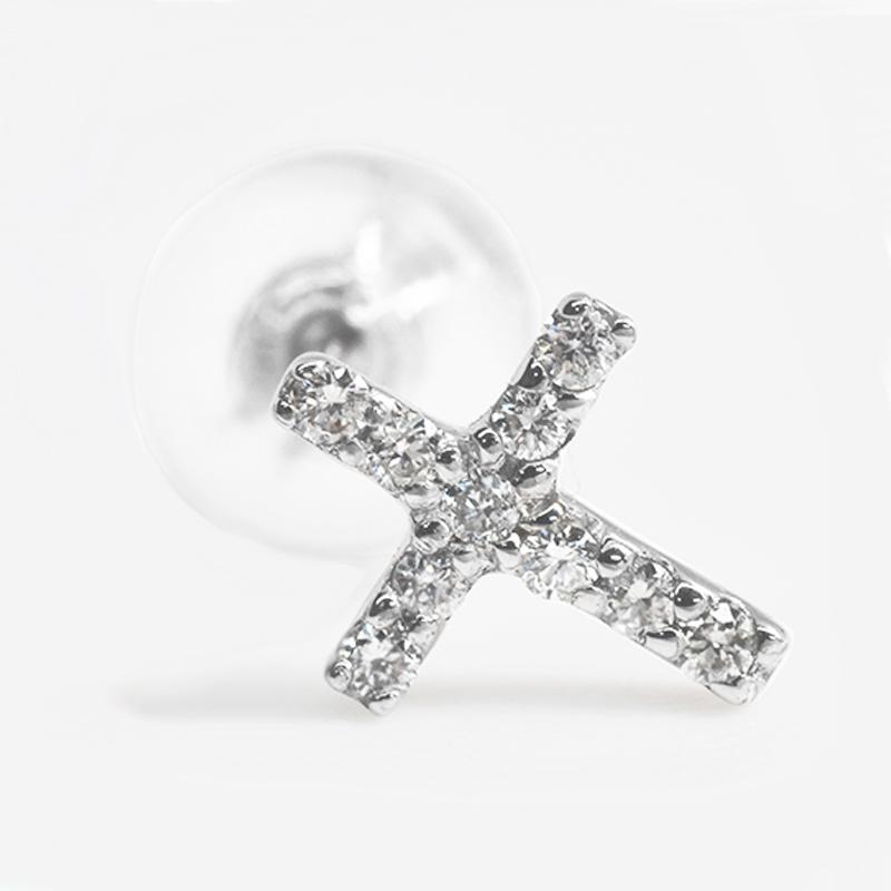 Pt900 0.05ct ダイヤクロス シングルピアス 片耳 プラチナ