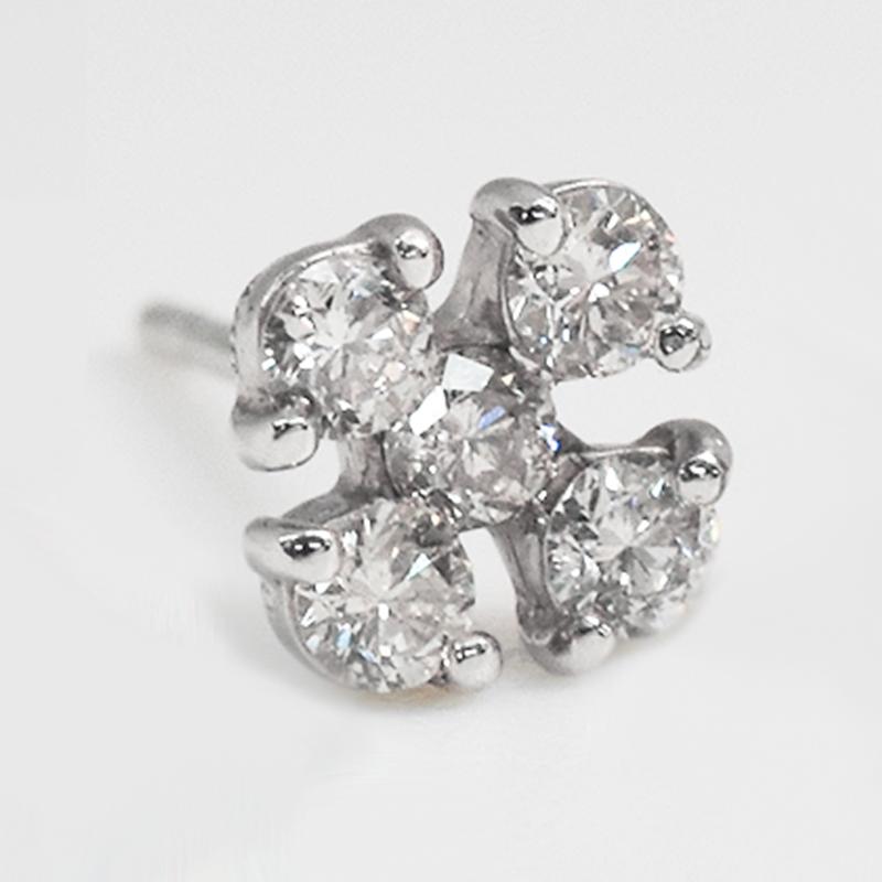 Pt950/900 ダイヤ 正クロス シングルピアス 片耳 プラチナ ダイヤモンド 0.17ct   メンズ レディース ジュエリー ダイアモンドの画像