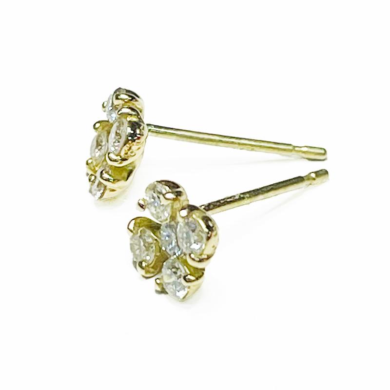 K18 ダイヤ 0.34ct 正クロス ピアス 両耳 18金 ダイヤモンド 0.17ct×2 イエローゴールド  YG メンズ レディース ジュエリー ダイアモンド |  | 03