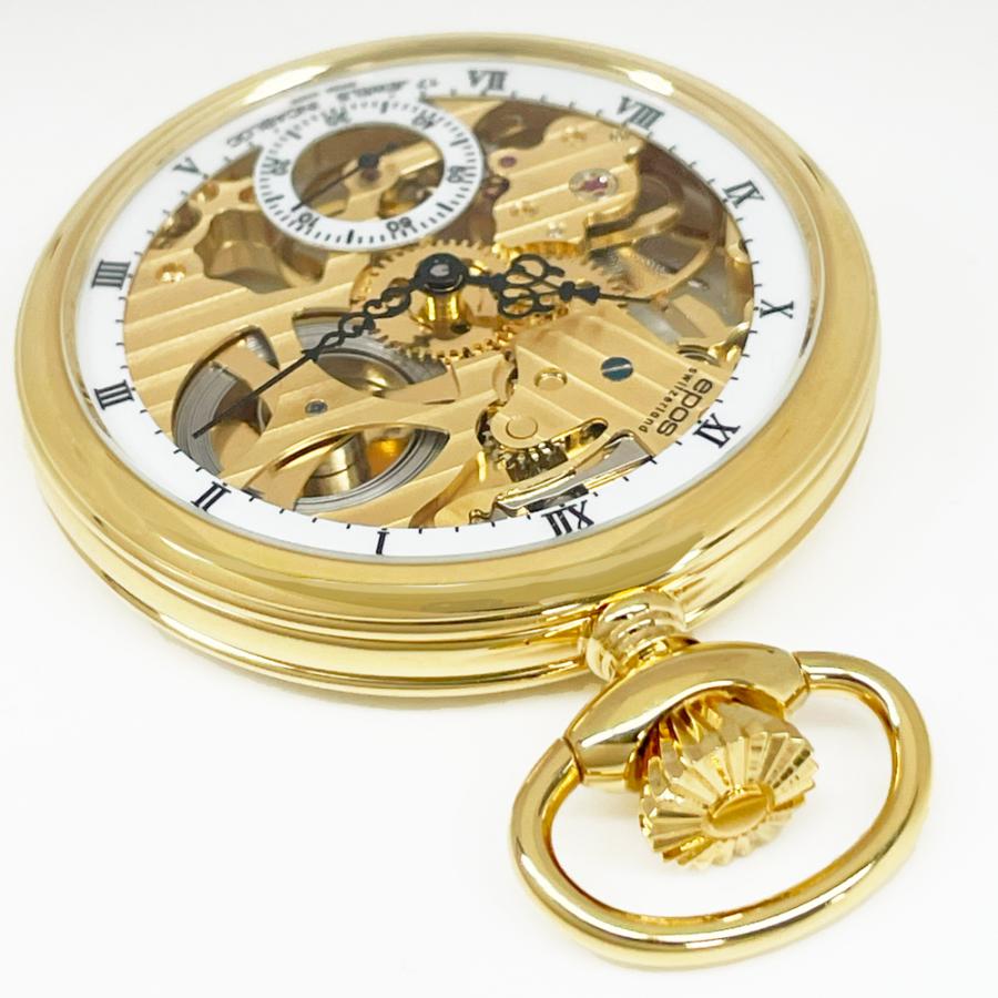 エポス epos 懐中時計 2003GP-N 裏スケルトン ローマン数字 ポケットウォッチ 手巻き シースルー チェーン付 新品 送料無料 | エポス | 02