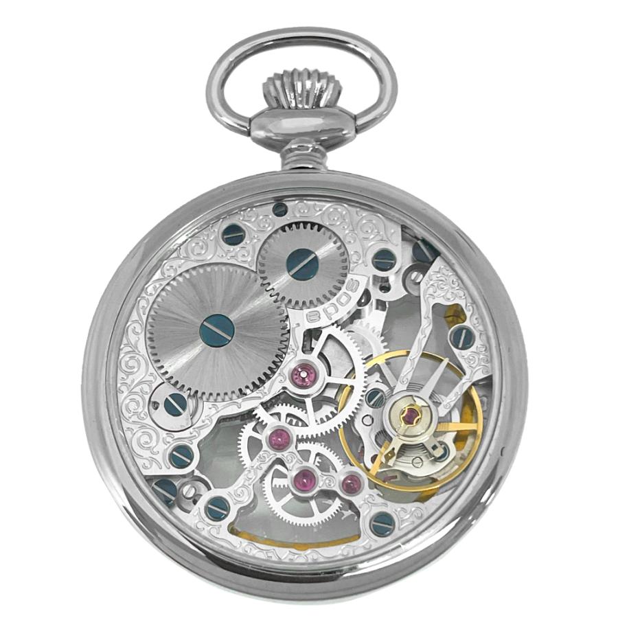 エポス epos 懐中時計 2003NS 裏スケルトン ローマン数字 ポケットウォッチ 手巻き シースルー チェーン付 新品 送料無料 | エポス | 04
