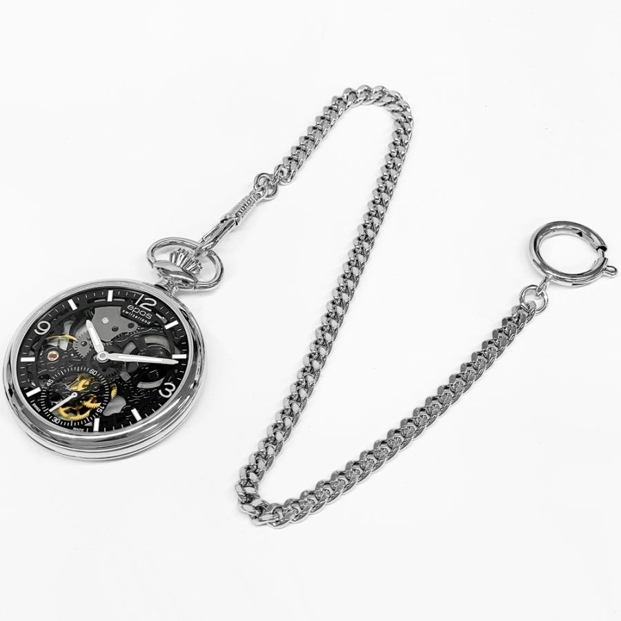 エポス epos 懐中時計 2003SKBK 裏スケルトン ローマン数字 ポケットウォッチ 手巻き シースルー チェーン付 新品 送料無料 | エポス | 01