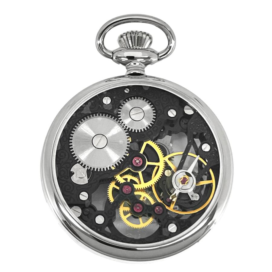 エポス epos 懐中時計 2003SKBK 裏スケルトン ローマン数字 ポケットウォッチ 手巻き シースルー チェーン付 新品 送料無料 | エポス | 02
