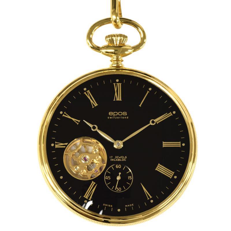 エポス epos 懐中時計 2090GPBK-NL マイナーチェンジ 裏スケルトン ポケット 手巻き タイムピース ゴールド 6498 新品 並行輸入品 | エポス | 04